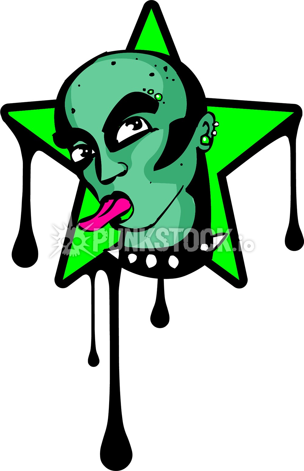 Star punk tongue vector graphic
