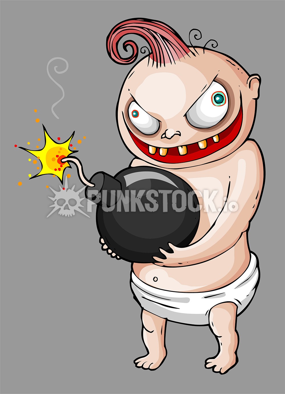 Theme evil baby diaper creep vector graphic