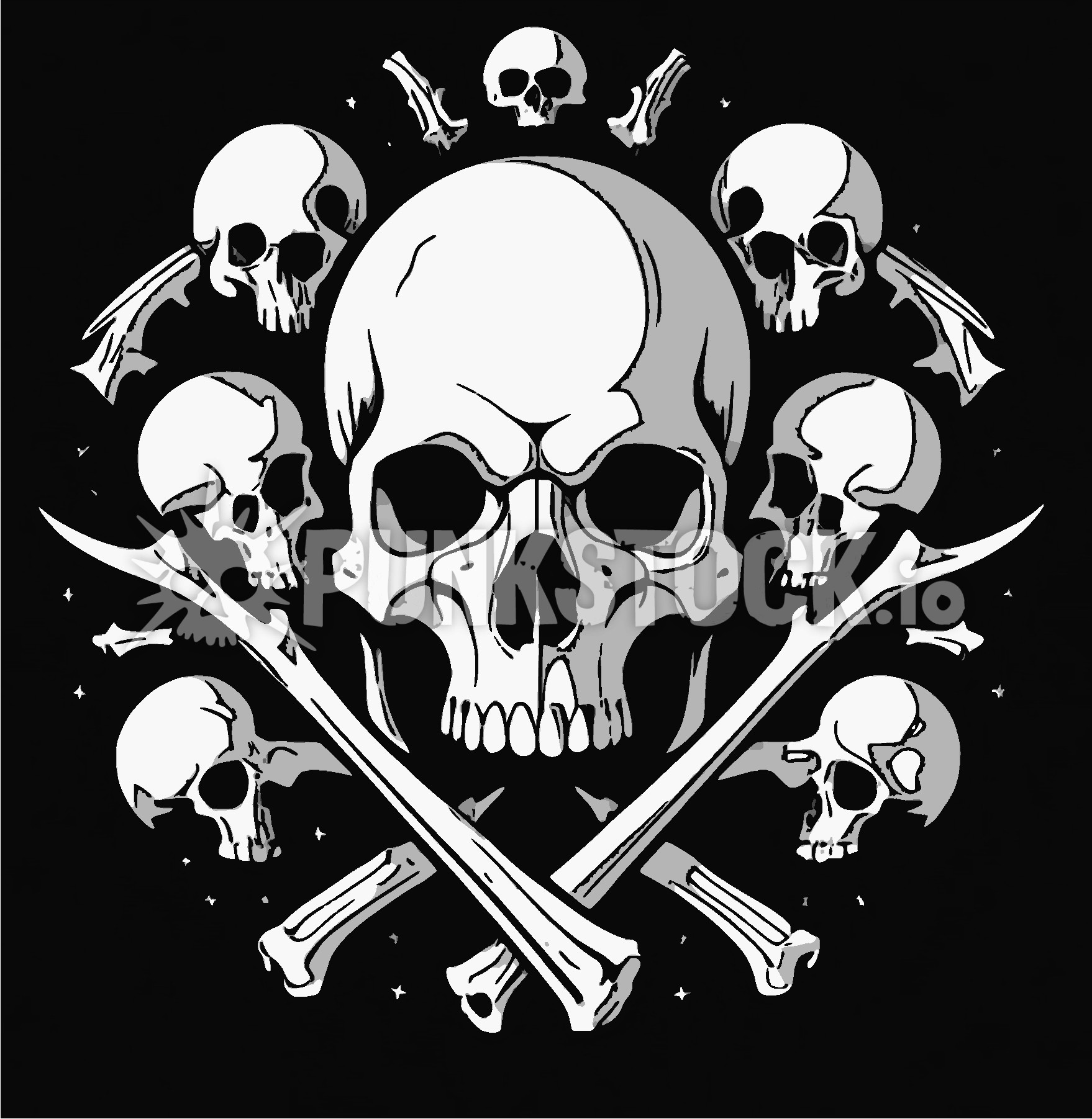 Skull skulls round vector graphic