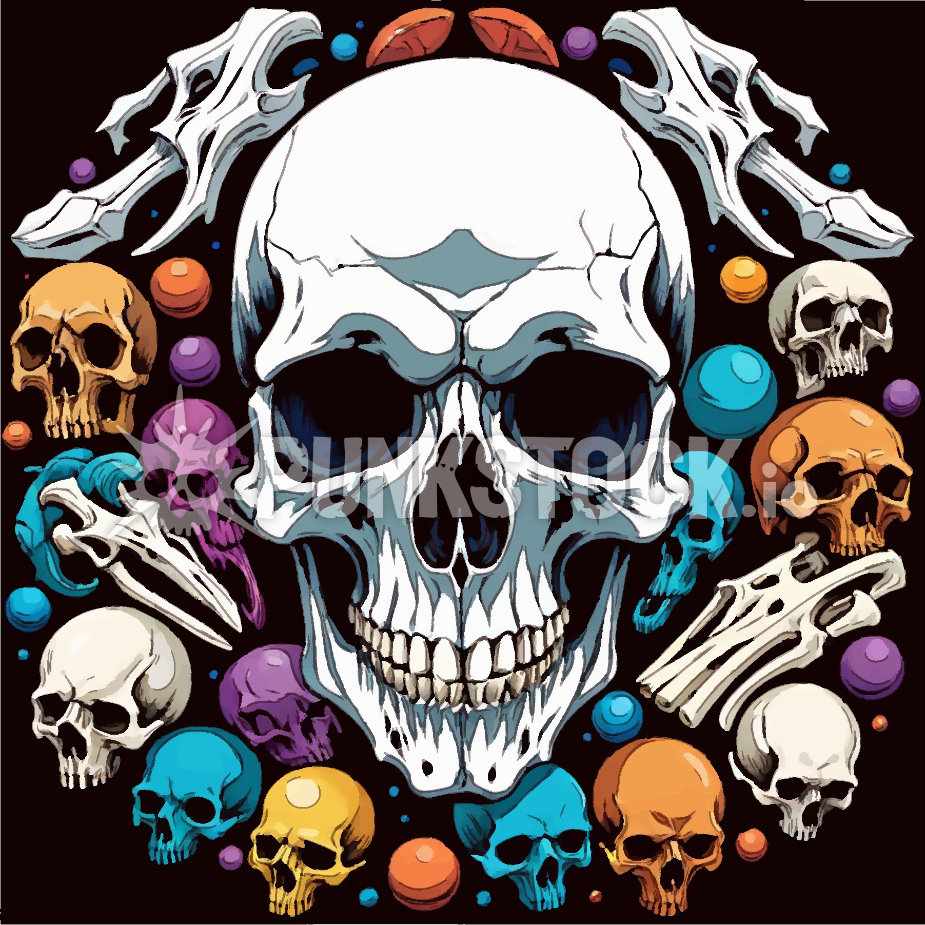 Skull skulls round vector graphic