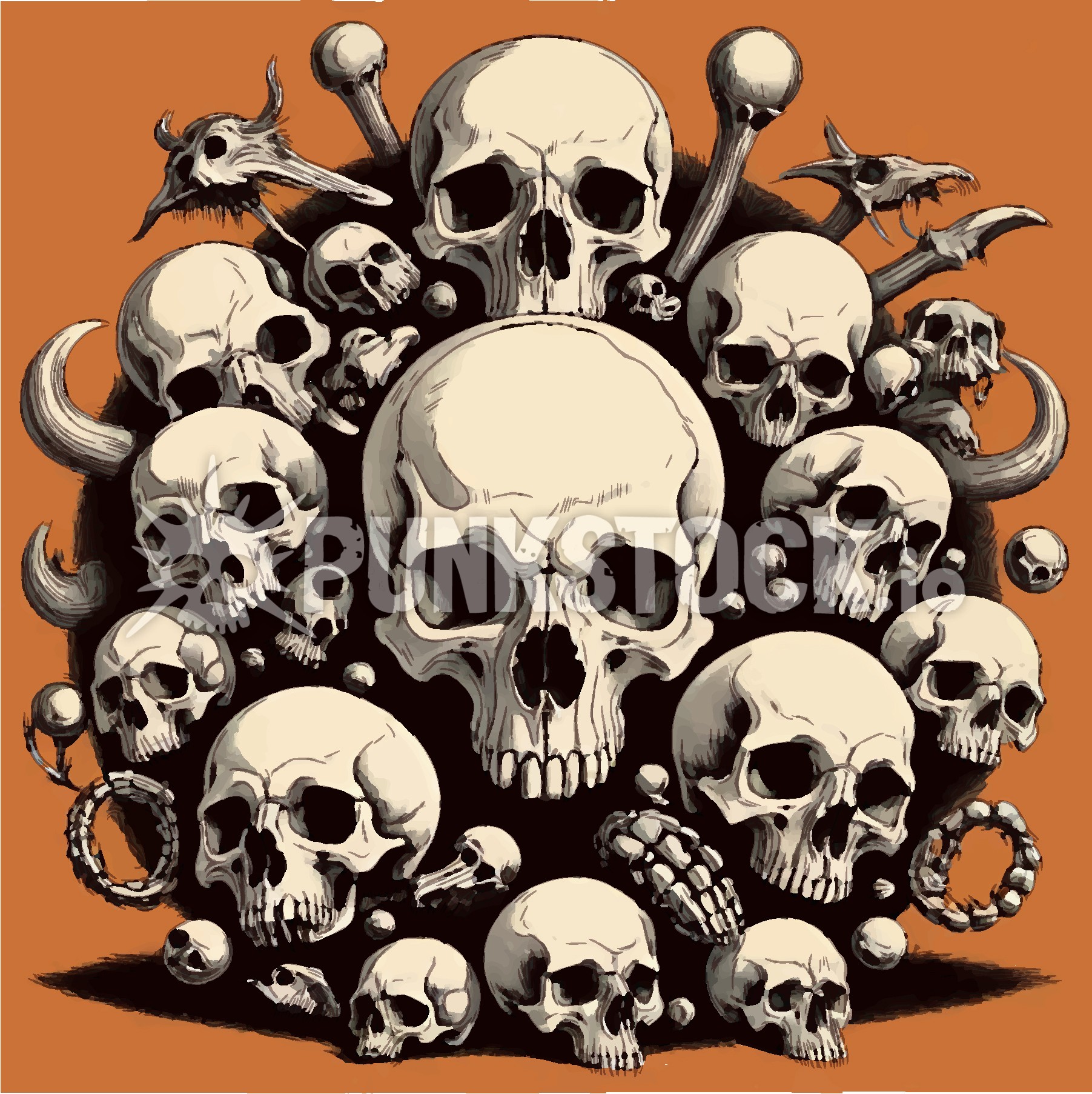 Skull skulls round vector graphic