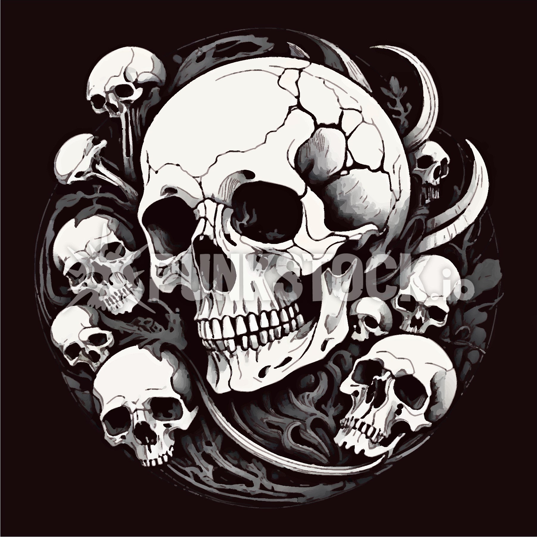 Skull skulls round vector graphic
