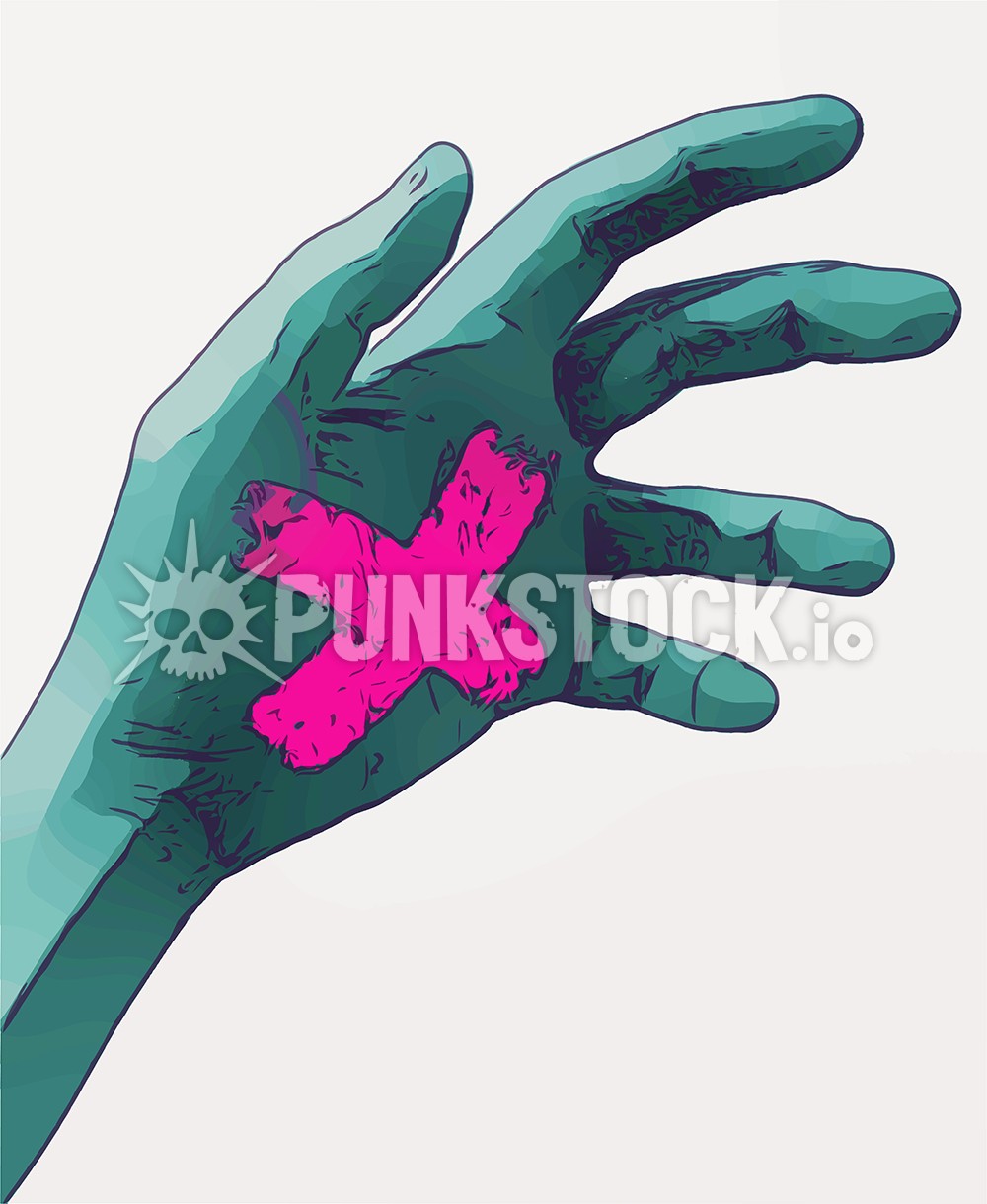 Hand pink cross vector graphic