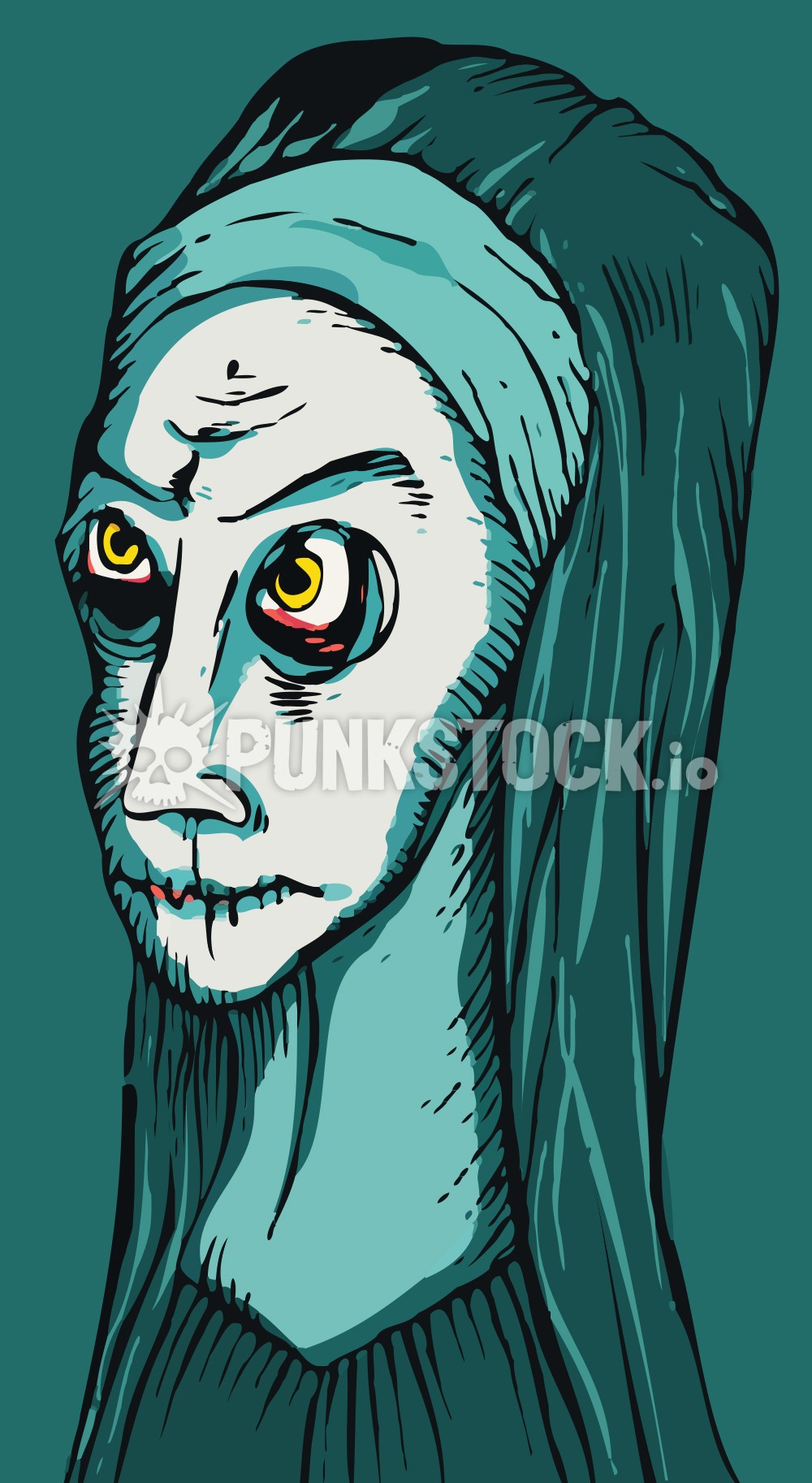 Scary evil nun vector graphic