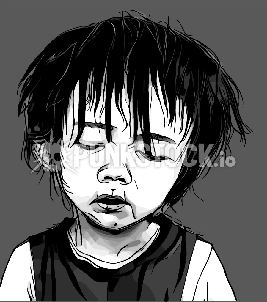 Boy face sad vector graphic