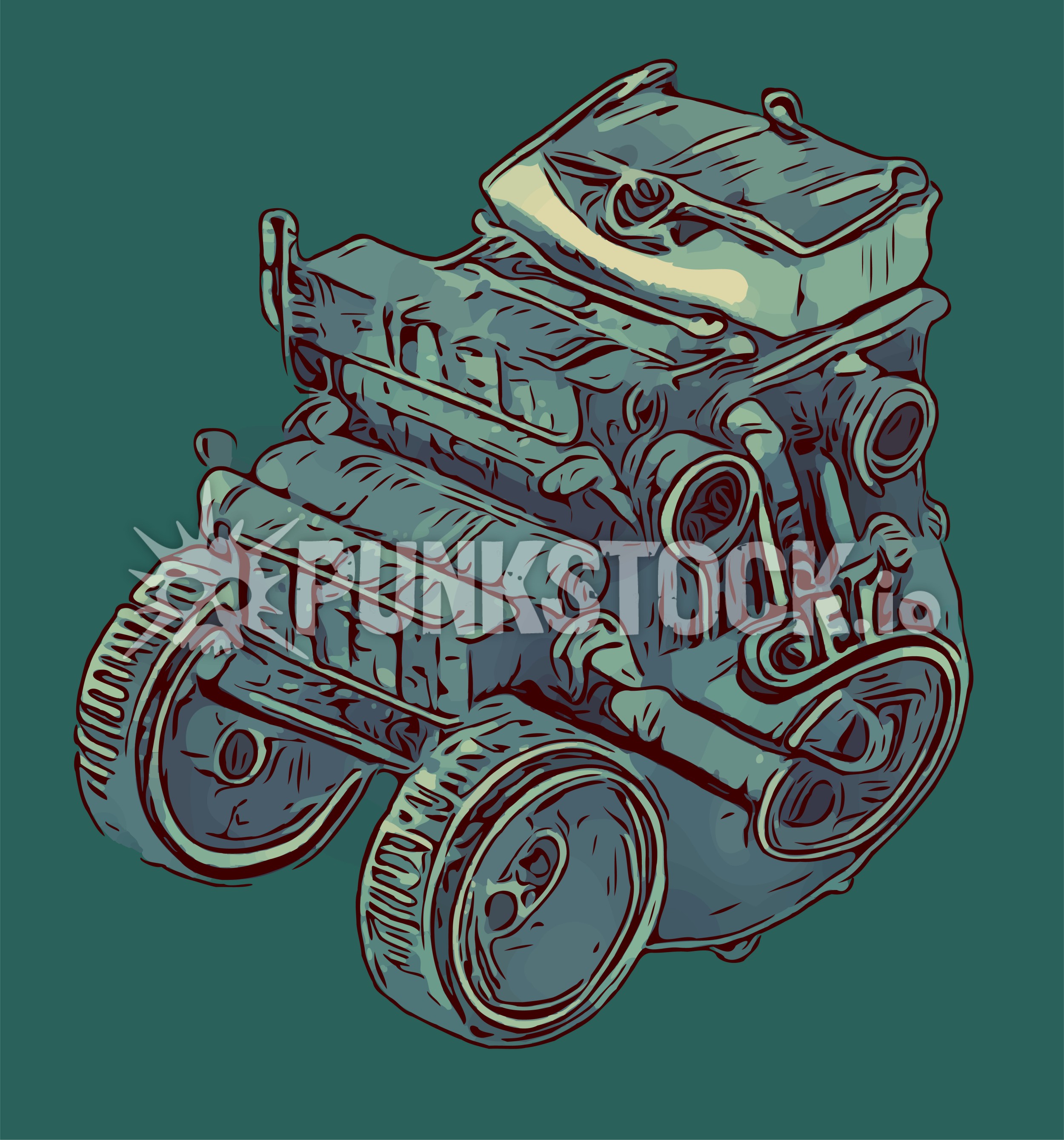Machine abstract wheels vector graphic