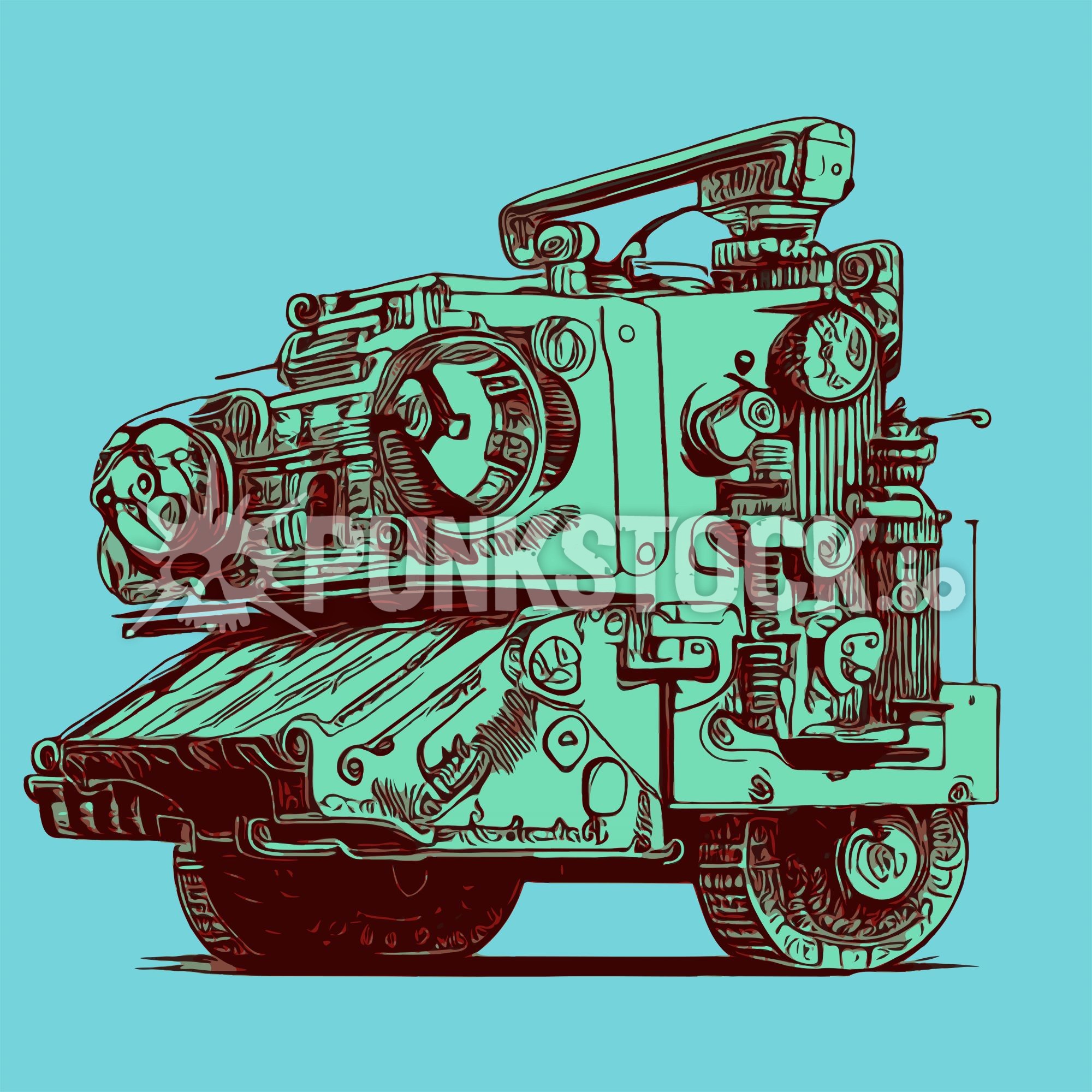 Machine tank whells vector graphic