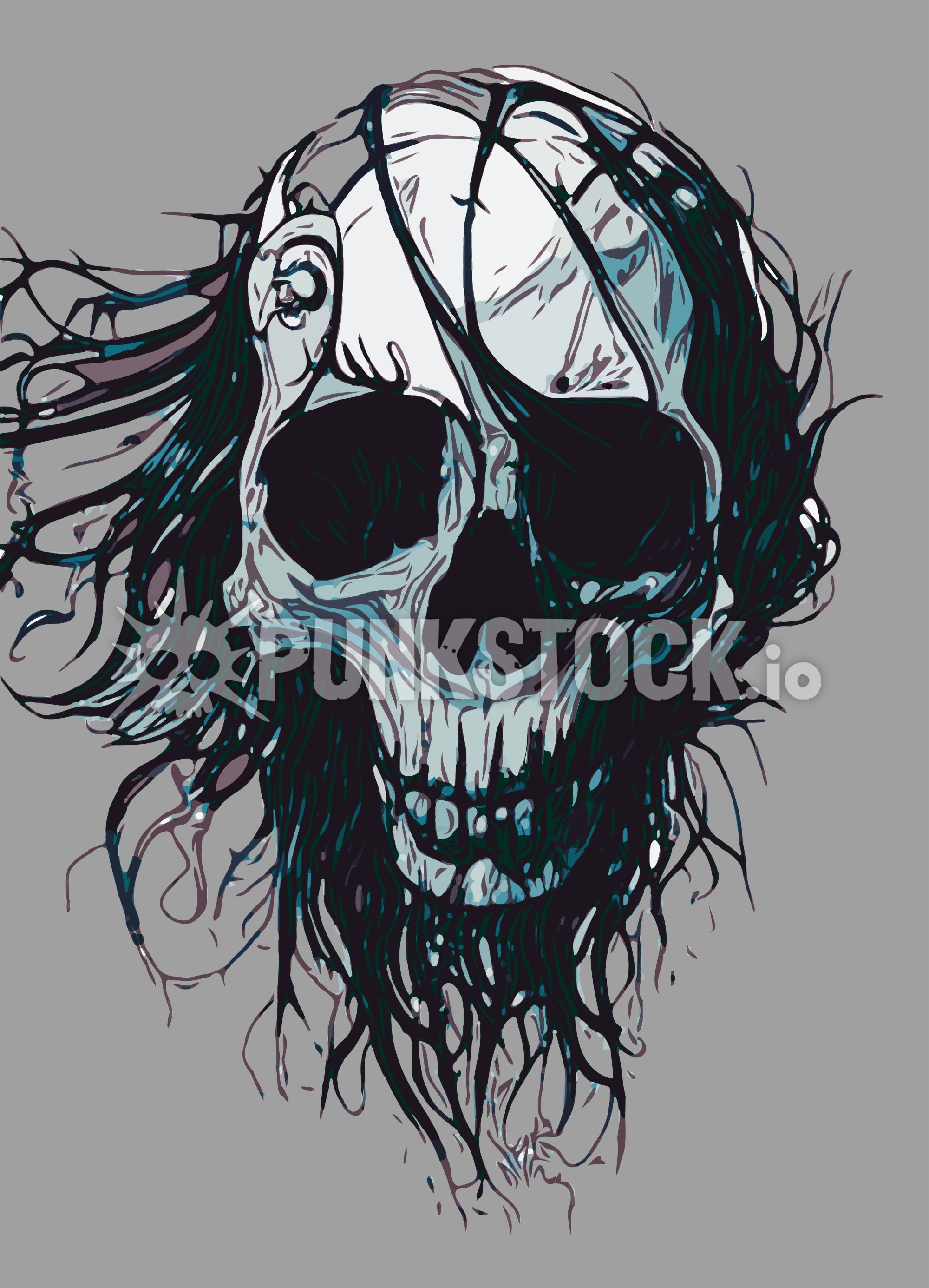 Skull skulls dreadlocks vector graphic
