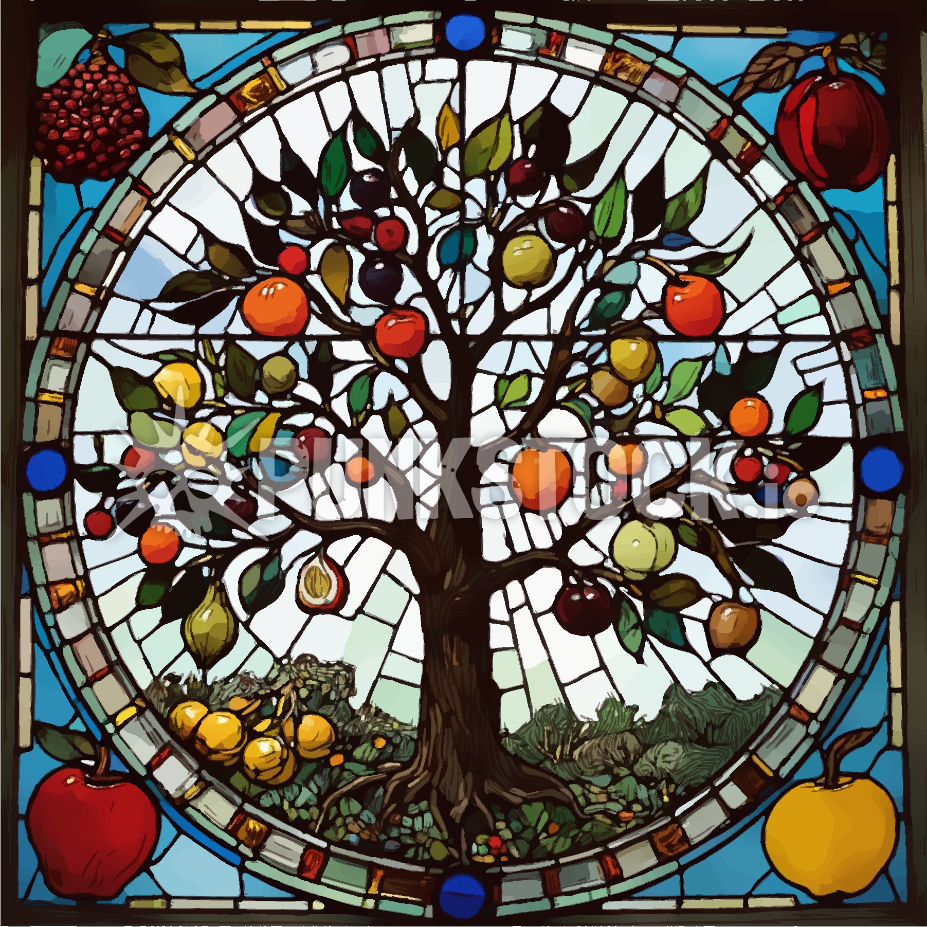 Stained glass mosaic glass vector graphic