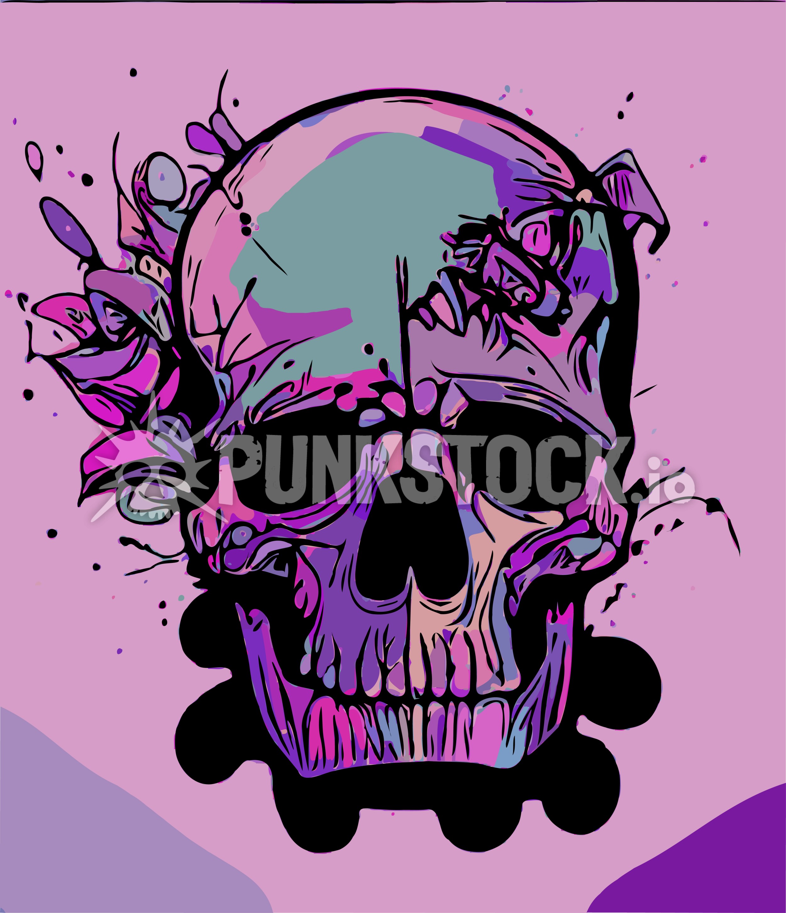 Pink purple skull vector graphic