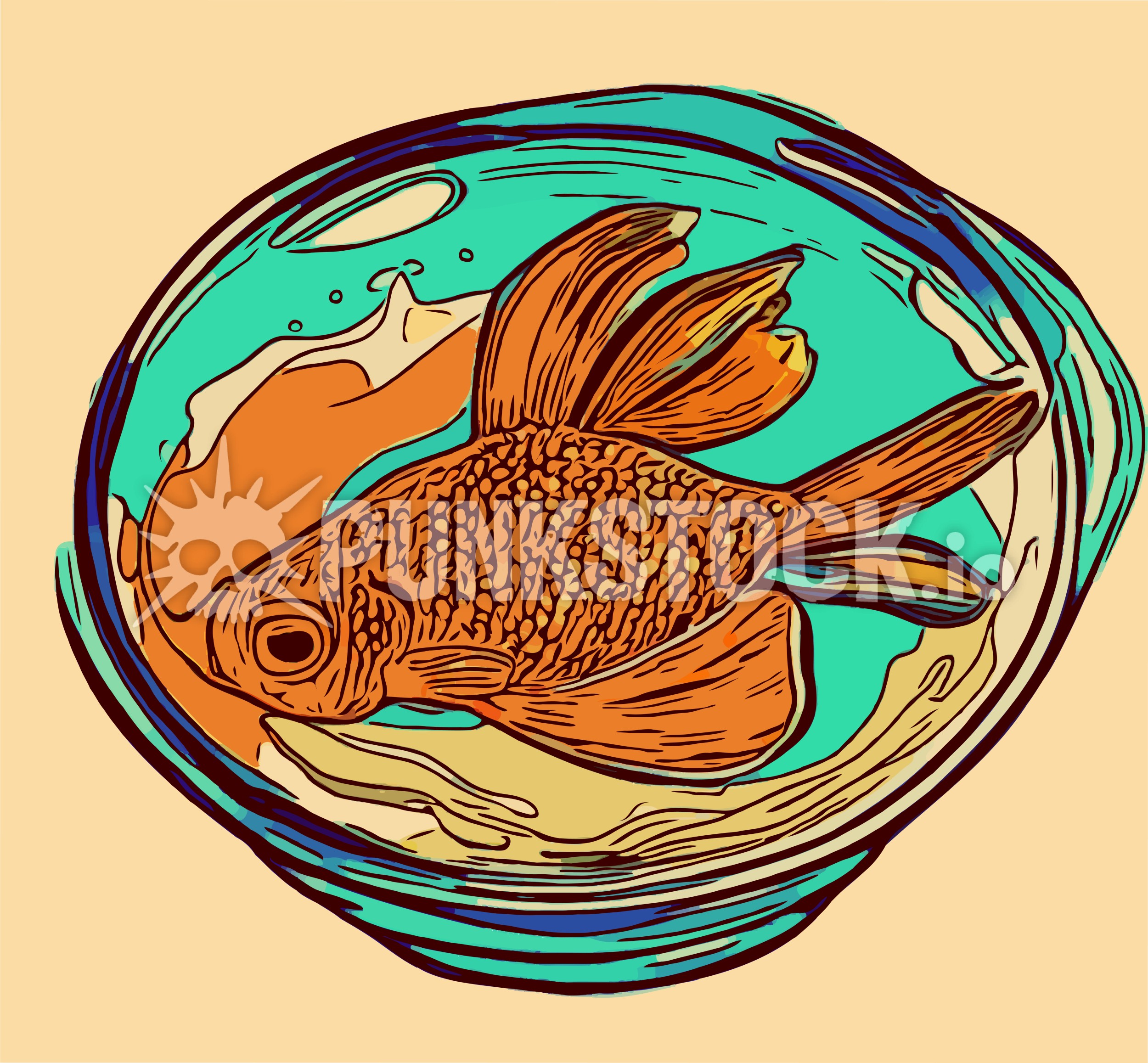 Orange abstract goldfish vector graphic