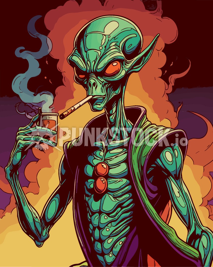 Alien aliens smoke vector graphic