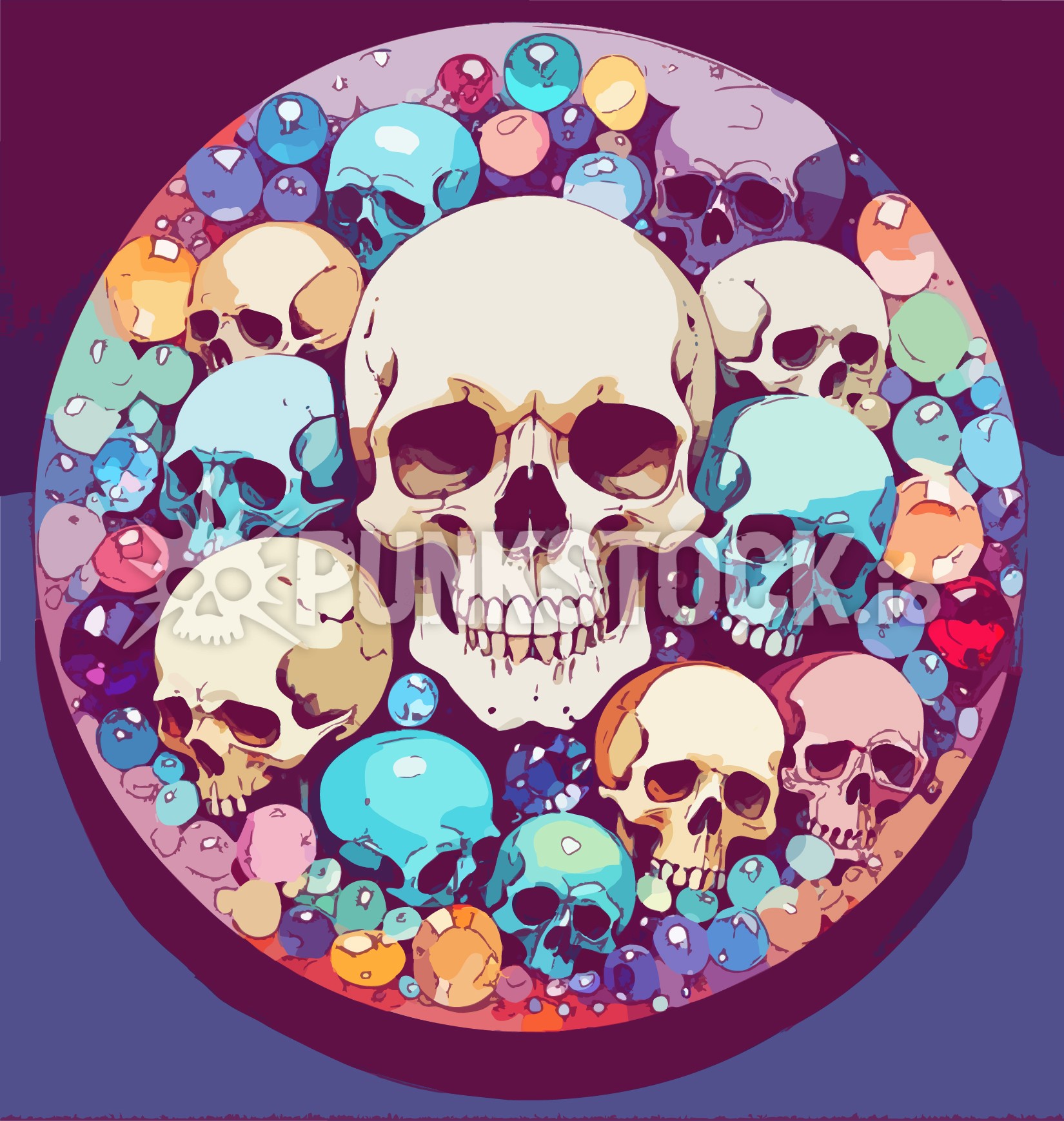 Skulls round circle vector graphic