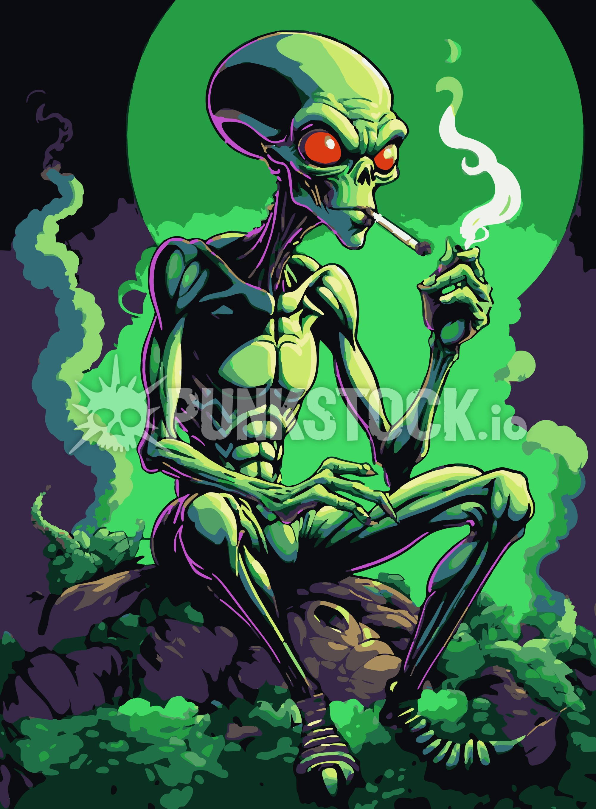 Alien aliens smoke vector graphic