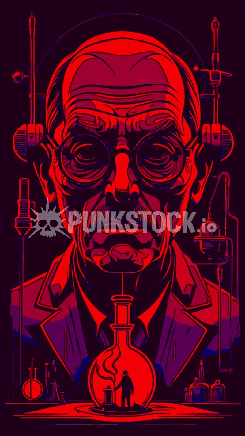 Red scientist mad vector graphic