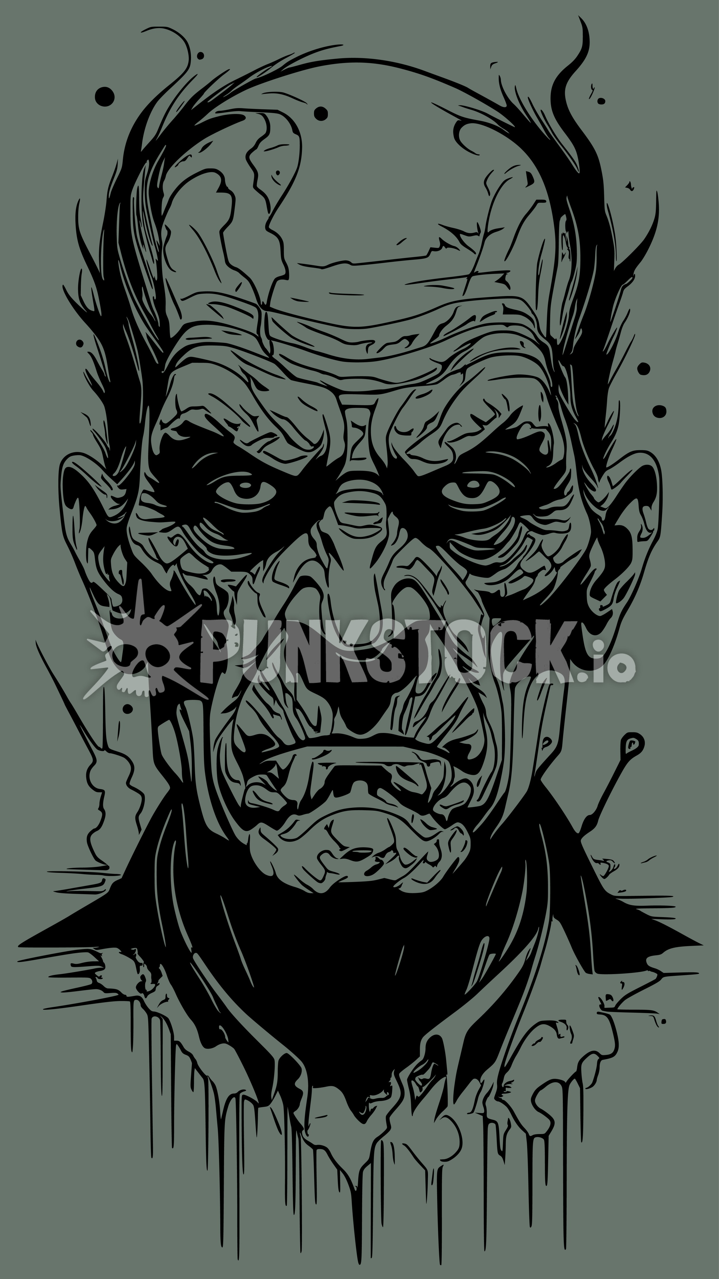 One color print zombie man vector graphic