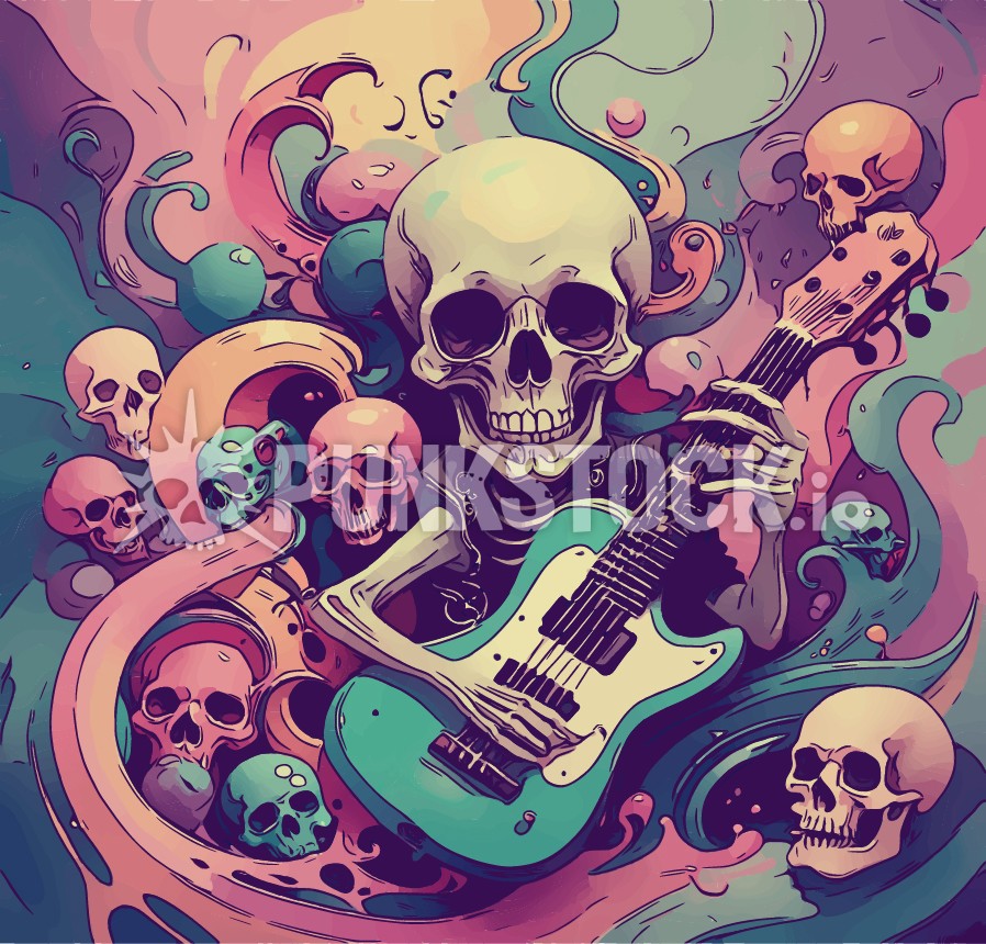 Skull music background vector graphic