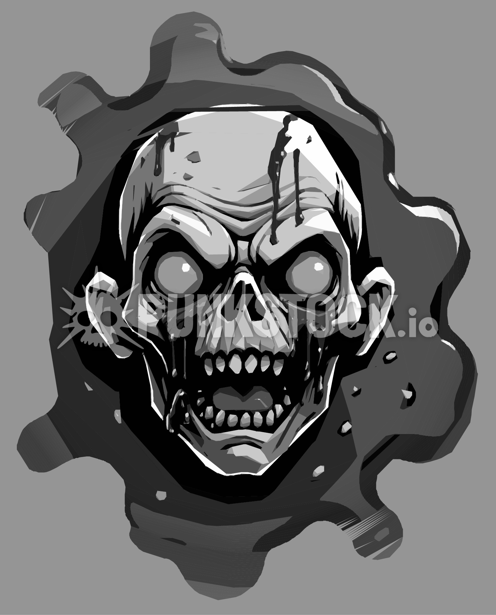 Head top view half vector graphic