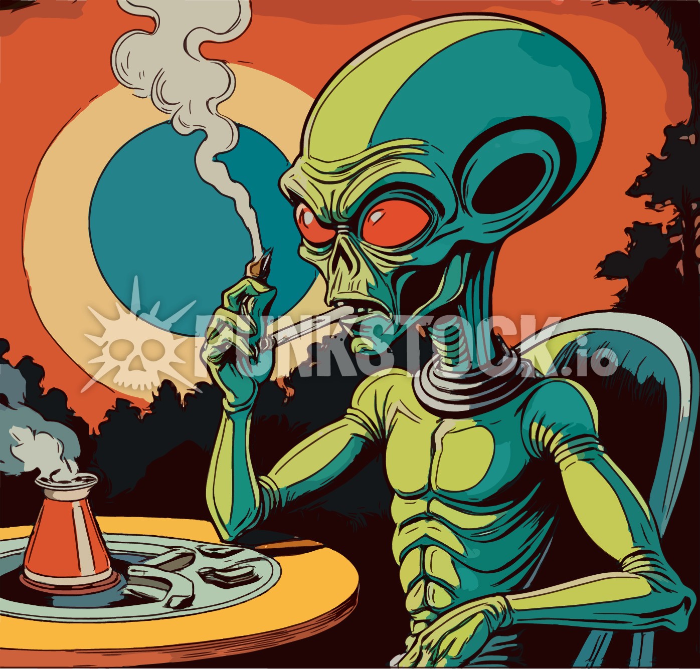 Alien aliens smoke vector graphic