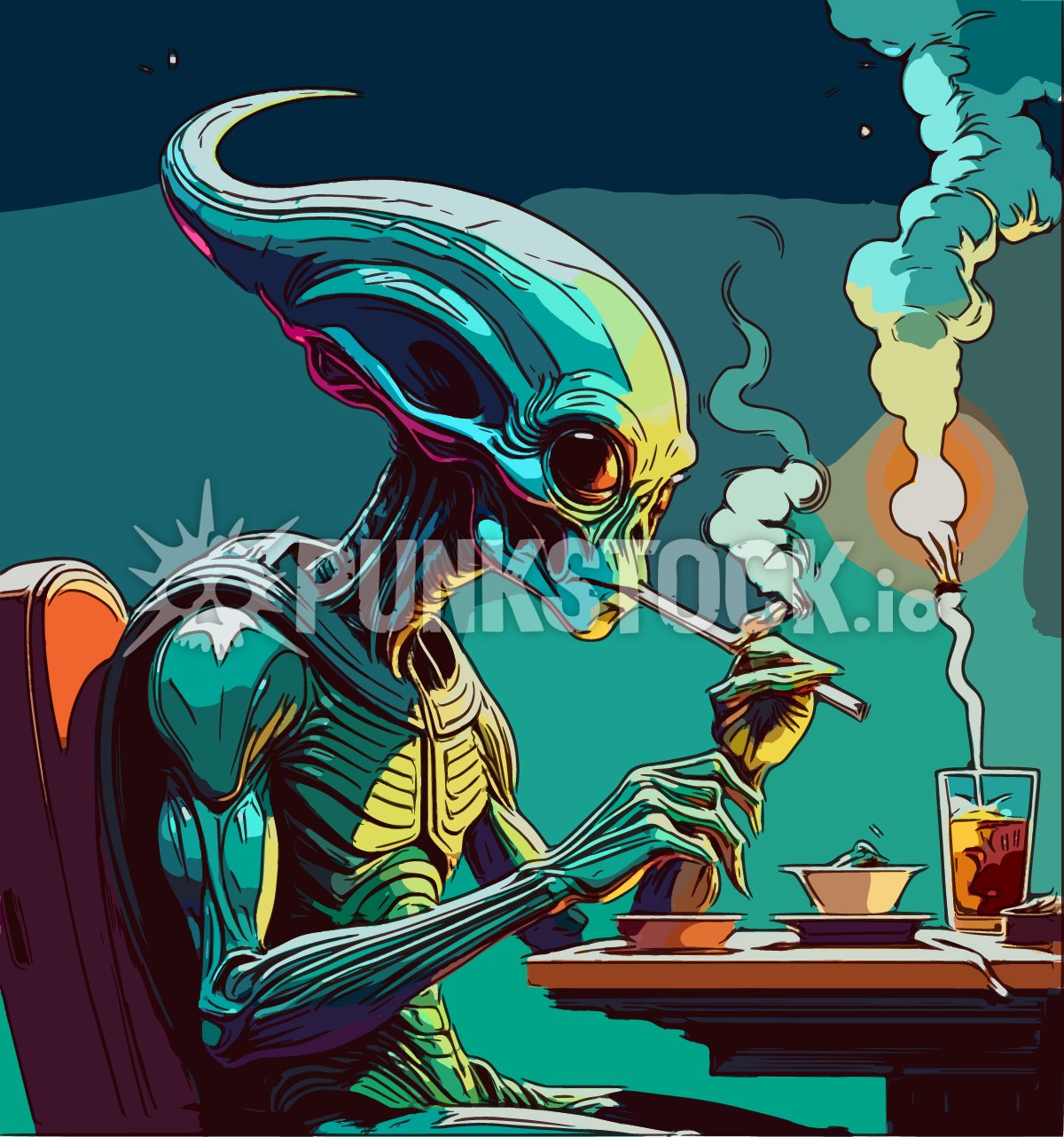 Alien aliens smoke vector graphic