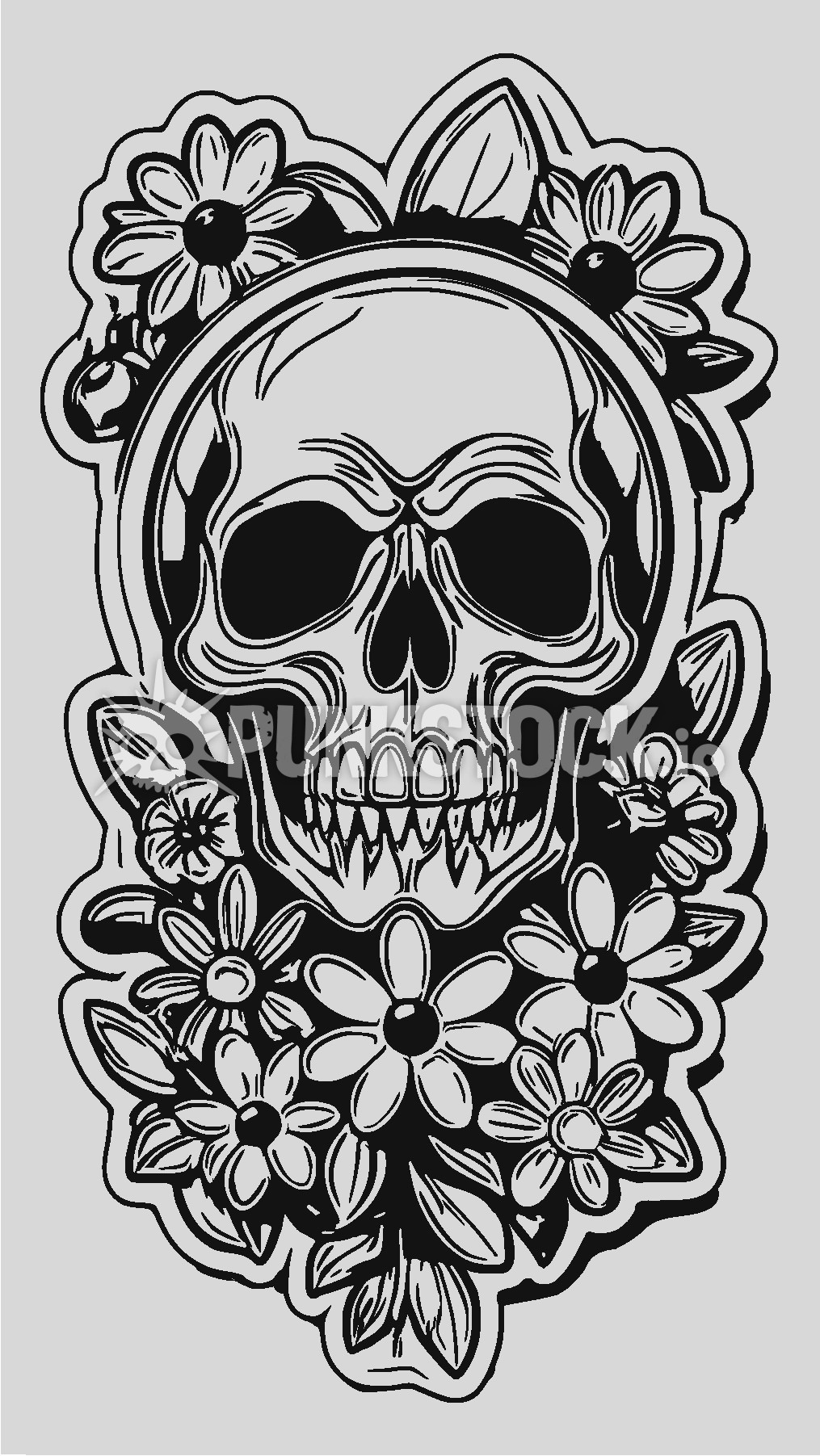 Skull black white vector graphic