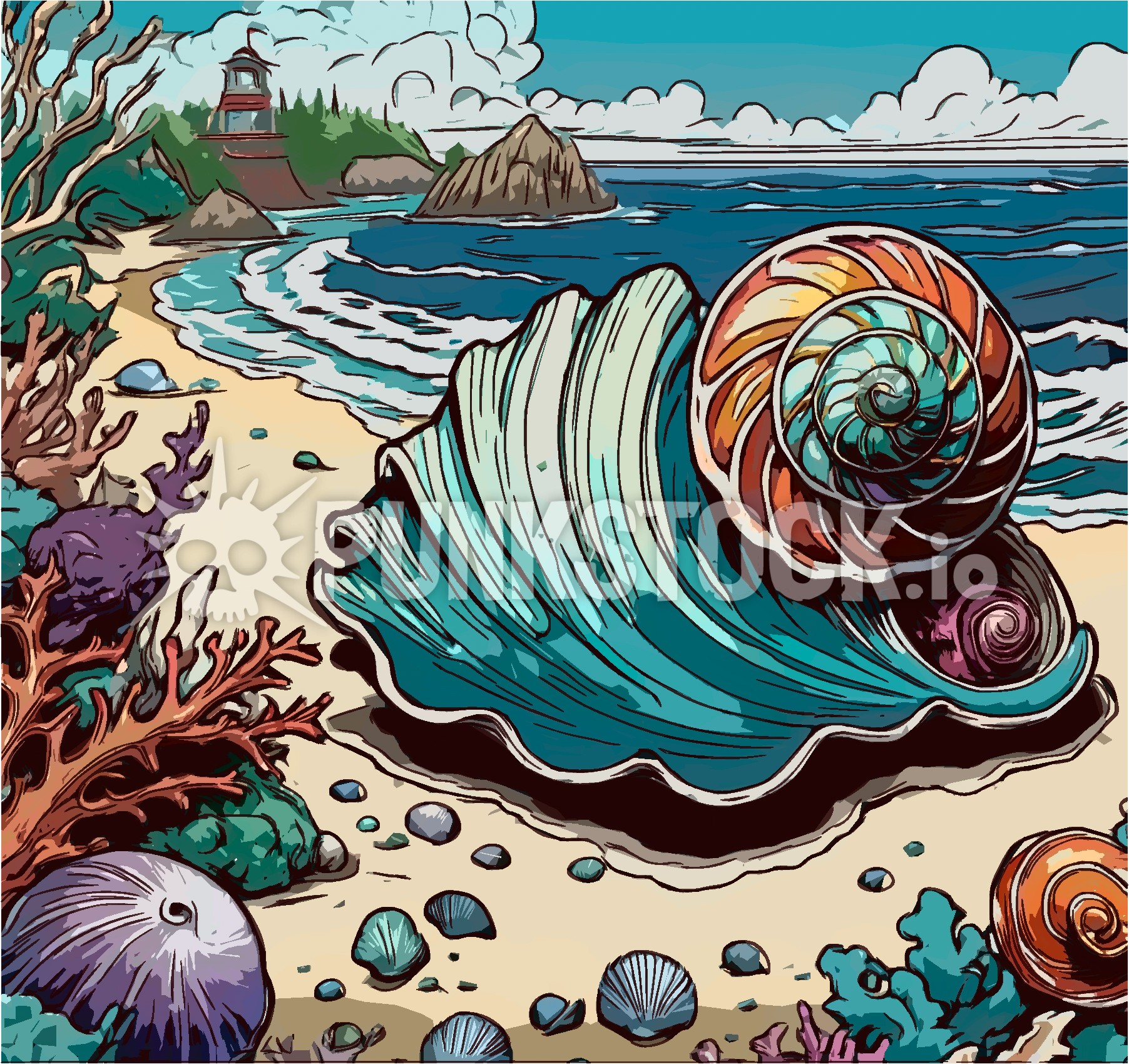 Shell shells ocean vector graphic