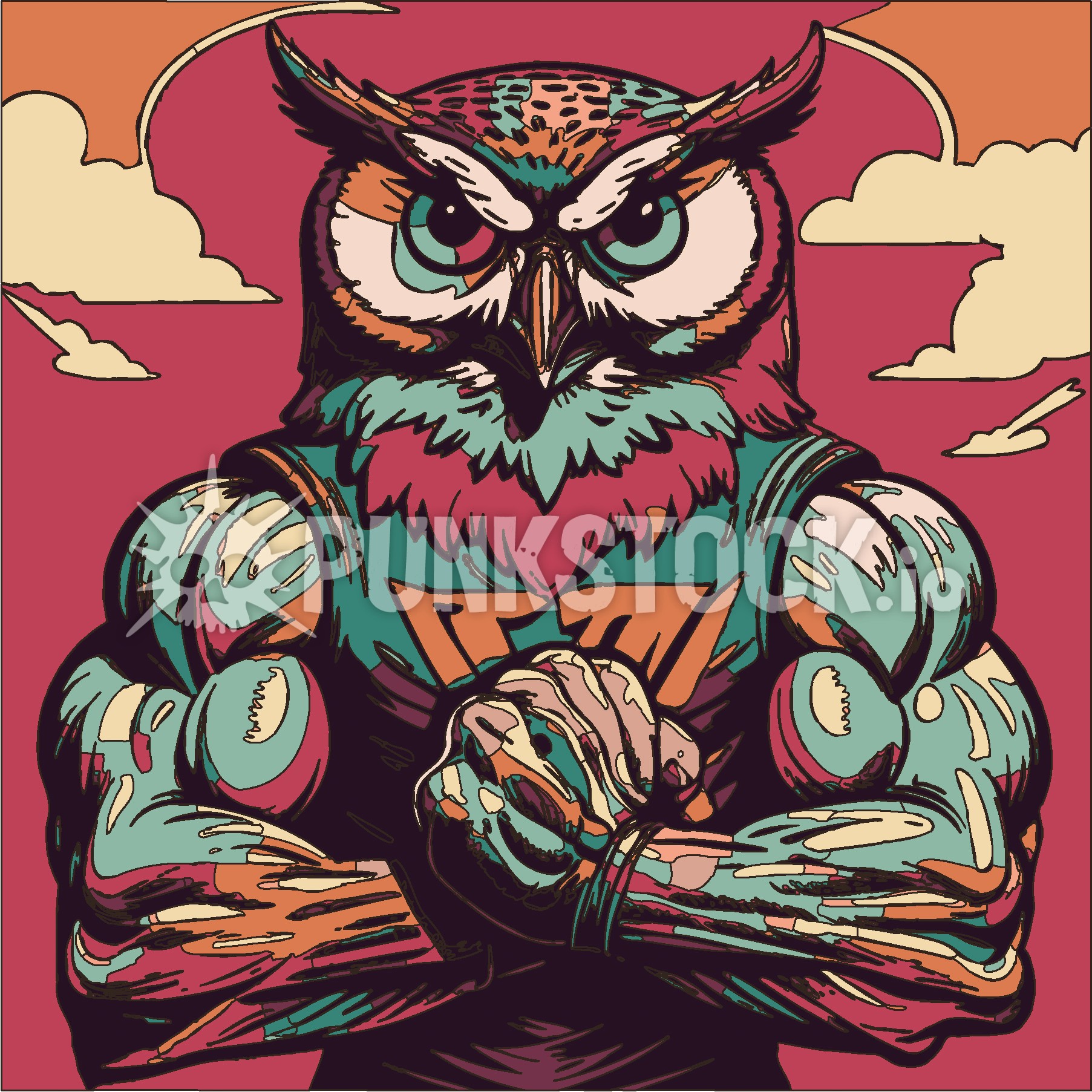 Strong muscle muscled vector graphic