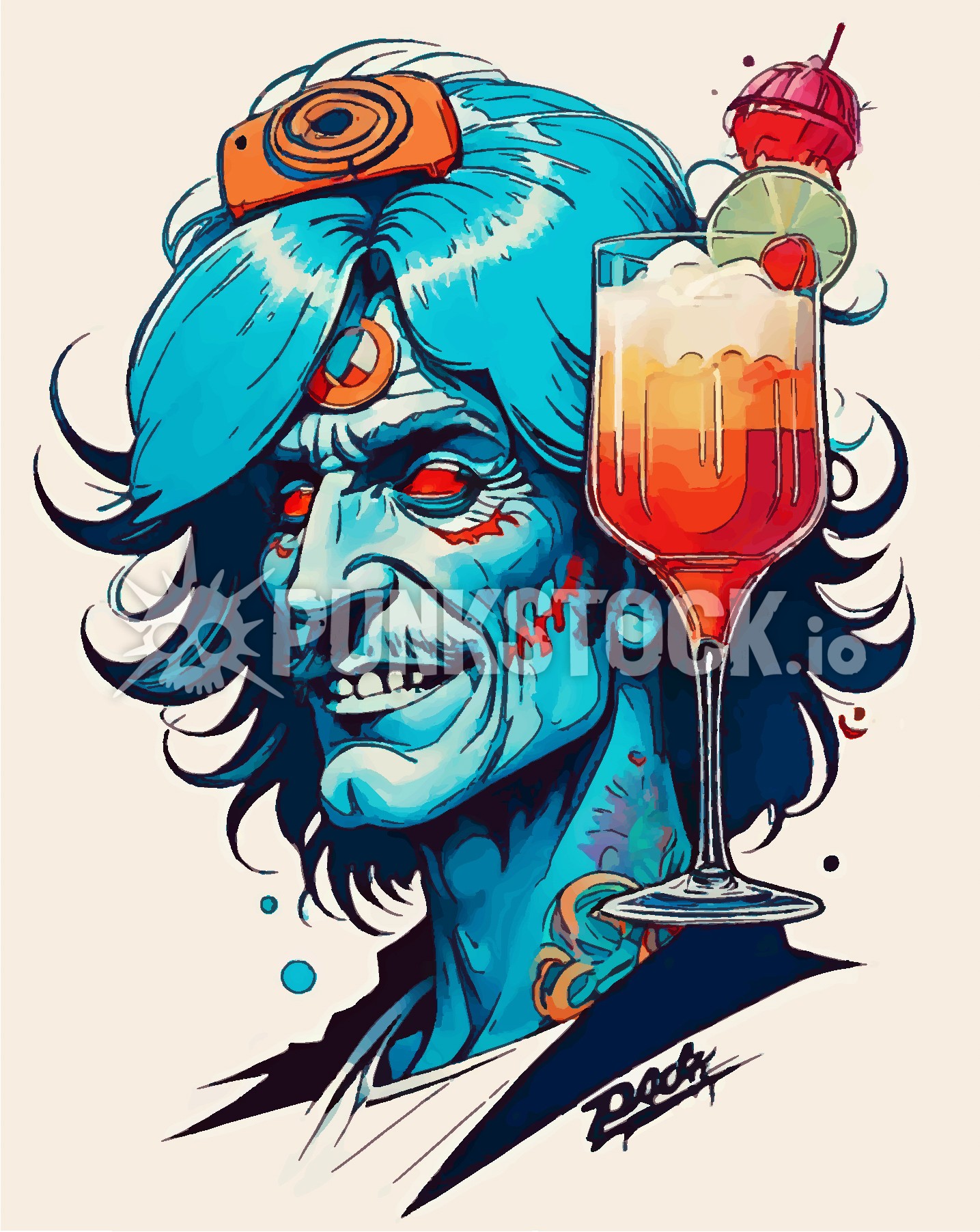 Zombie joker blue vector graphic