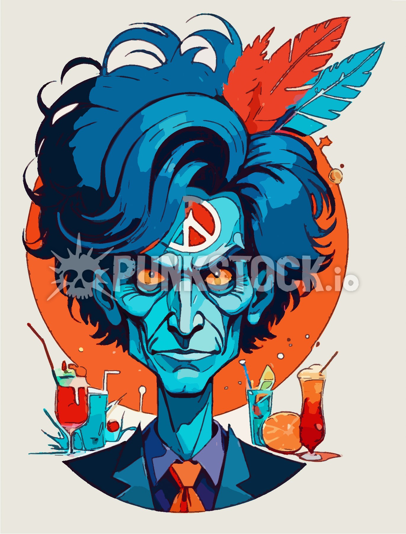 Zombie joker blue vector graphic