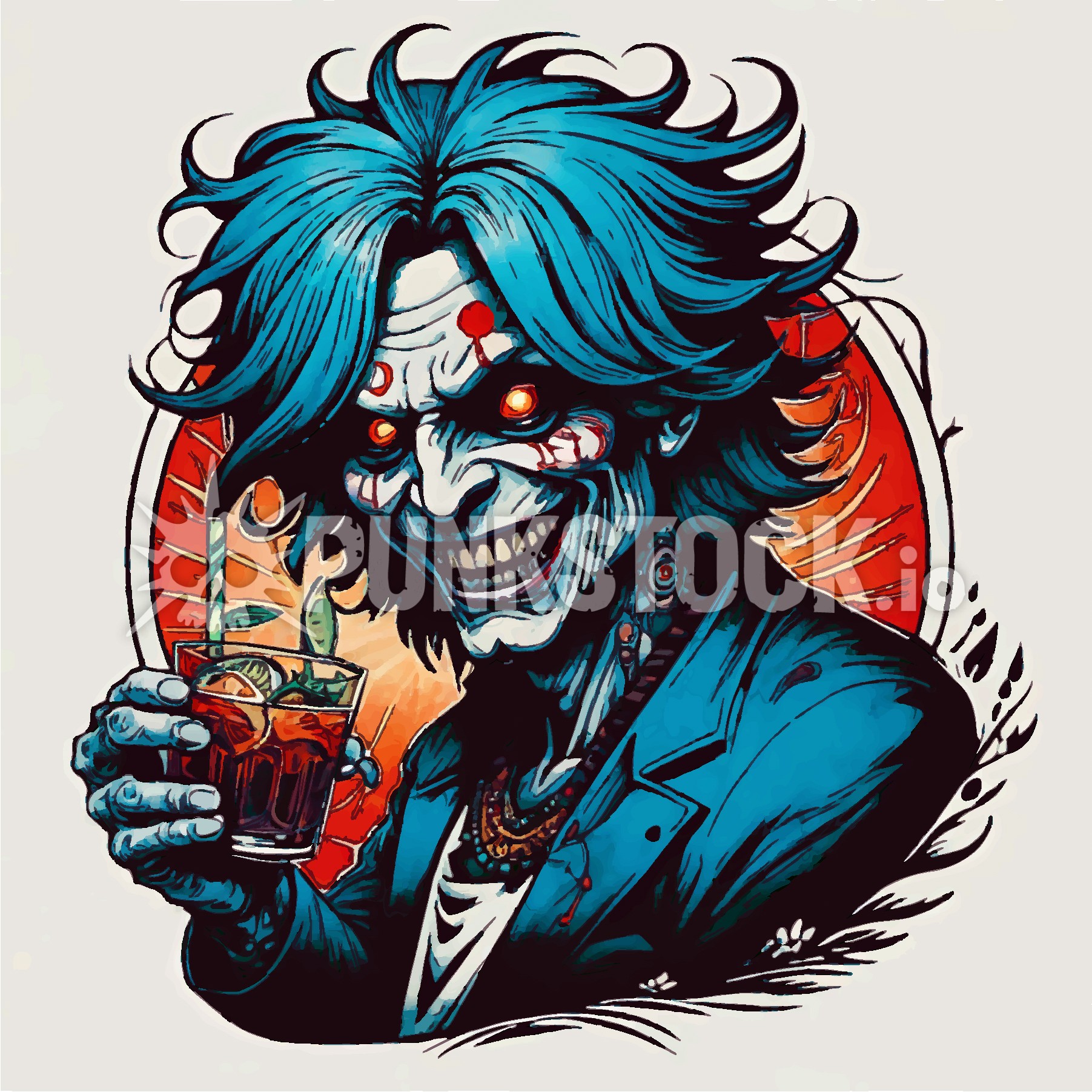 Zombie joker blue vector graphic