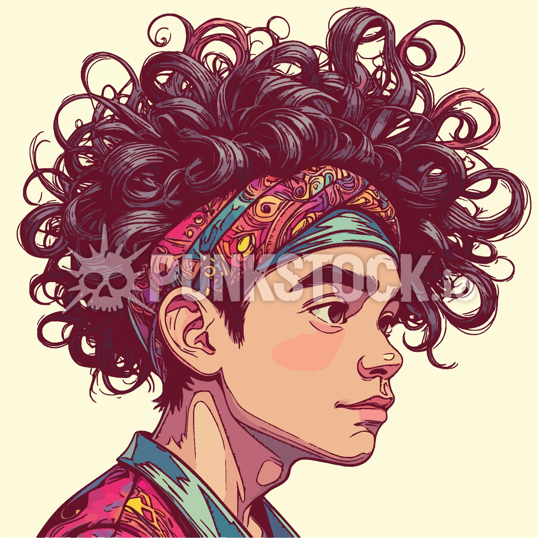 Big hair curly hair messy hair vector graphic