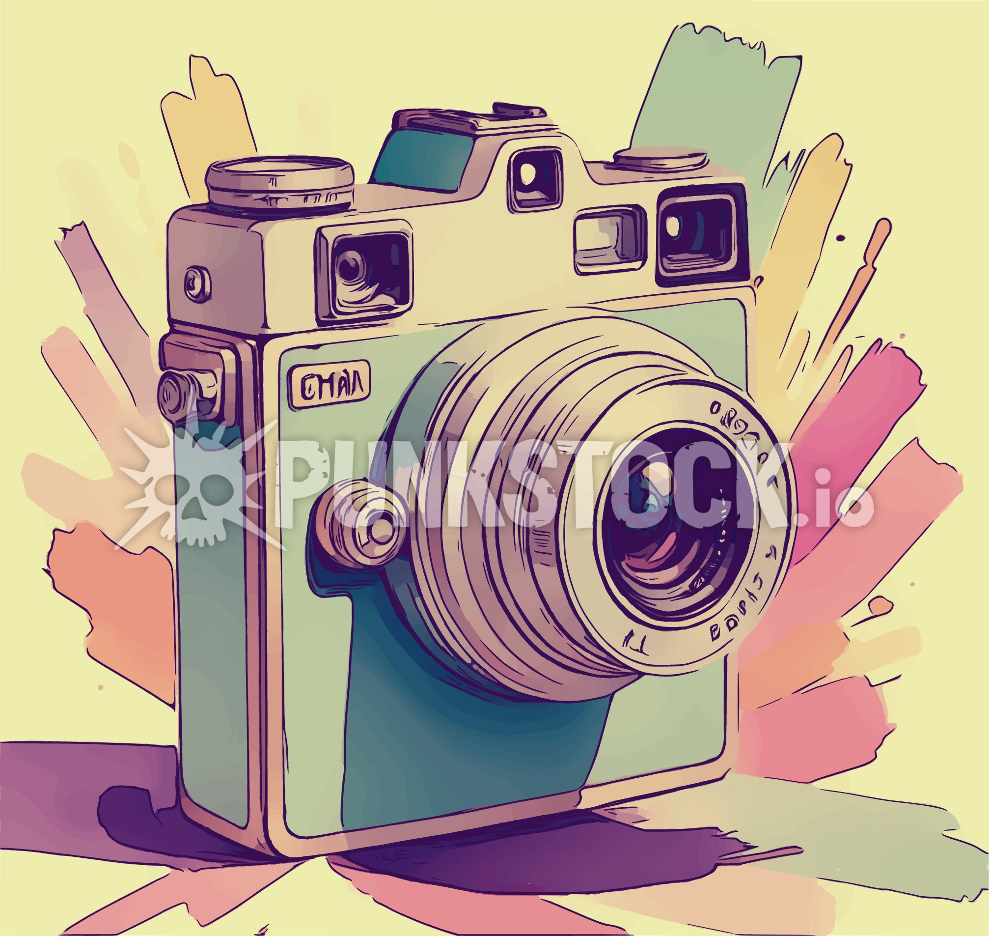 Camera paint strokes vector graphic