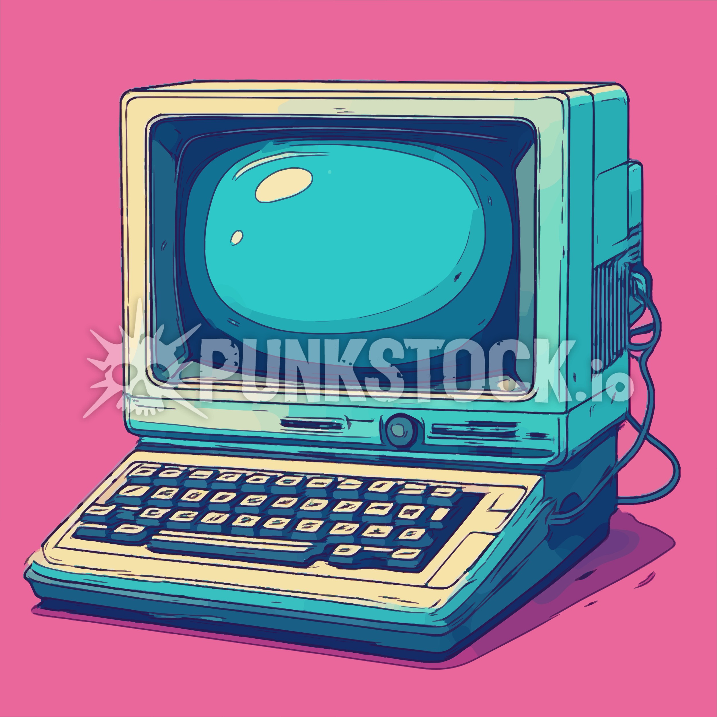 Retro computer vintage vector graphic